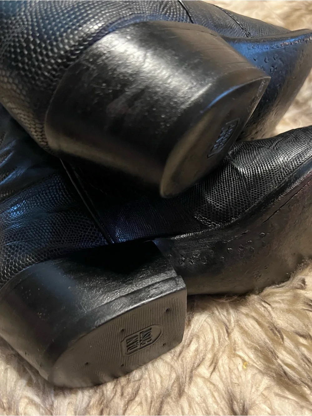 Dan Post Men Black Lizard & Leather Western Cowboy Boots Sz 9.5 E